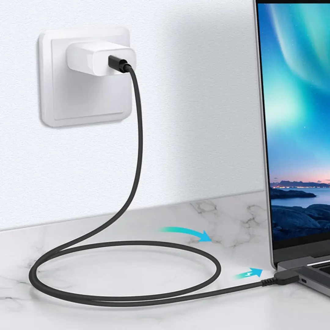 NÖRDIC USB-C naar DC Kabel USBC-LEN66 65W - 1,5m - Zwart