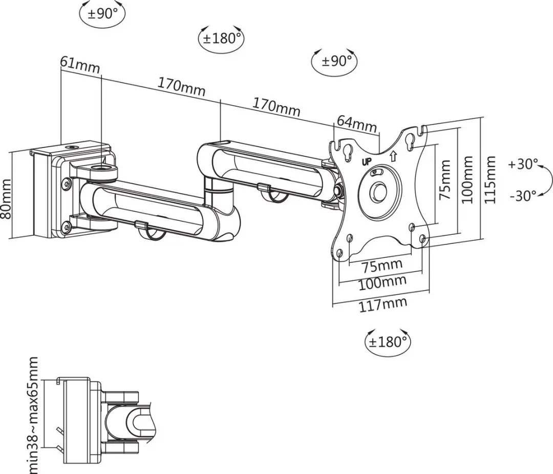 Deltaco DELO-0157 Verstelbare Monitorarm - 17-32" - Wit