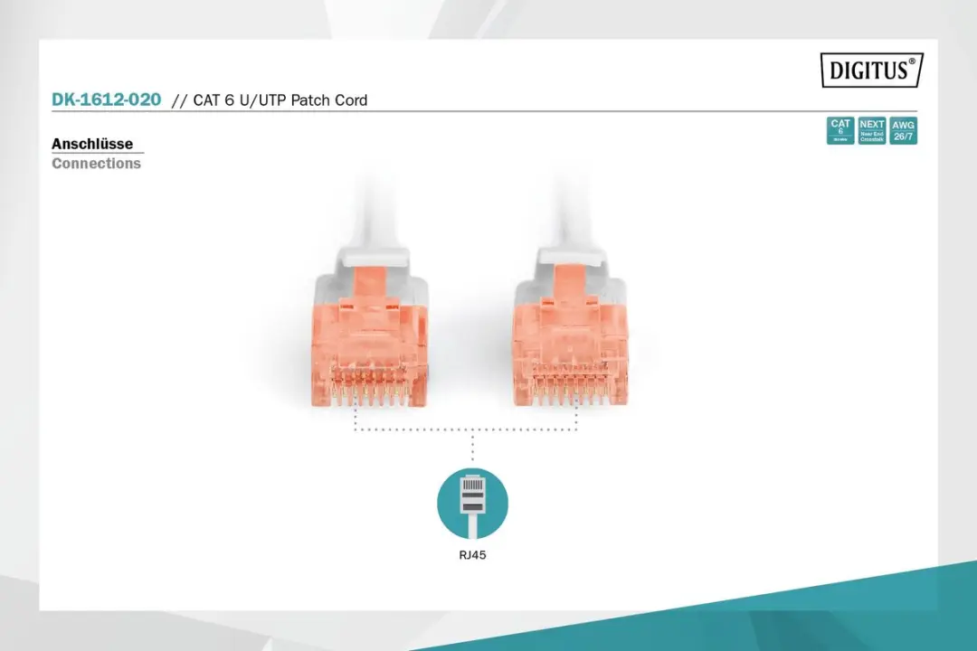 Digitus DK-1612-020 Patchcord UTP Cat 6 RJ45 - 2m - Grijs