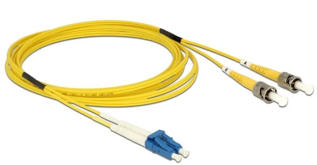 Delock LC naar ST Singlemode OS2 Kabel 2m - Geel