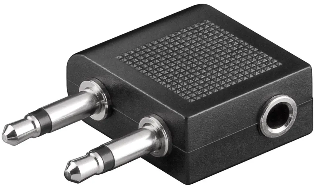 Goobay 3,5mm Jack Stereo Vliegtuigadapter - Haaks - Zwart