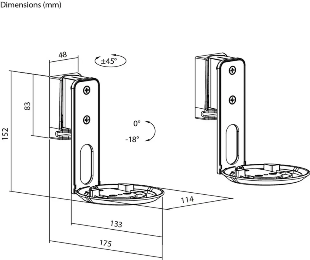 Goobay Muurbeugel voor Sonos Era 100 - 2 Stuks - Wit