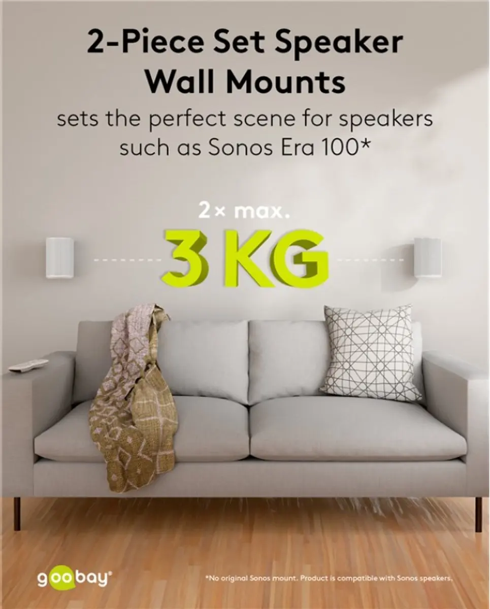 Goobay Muurbeugel voor Sonos Era 100 - 2 Stuks - Wit