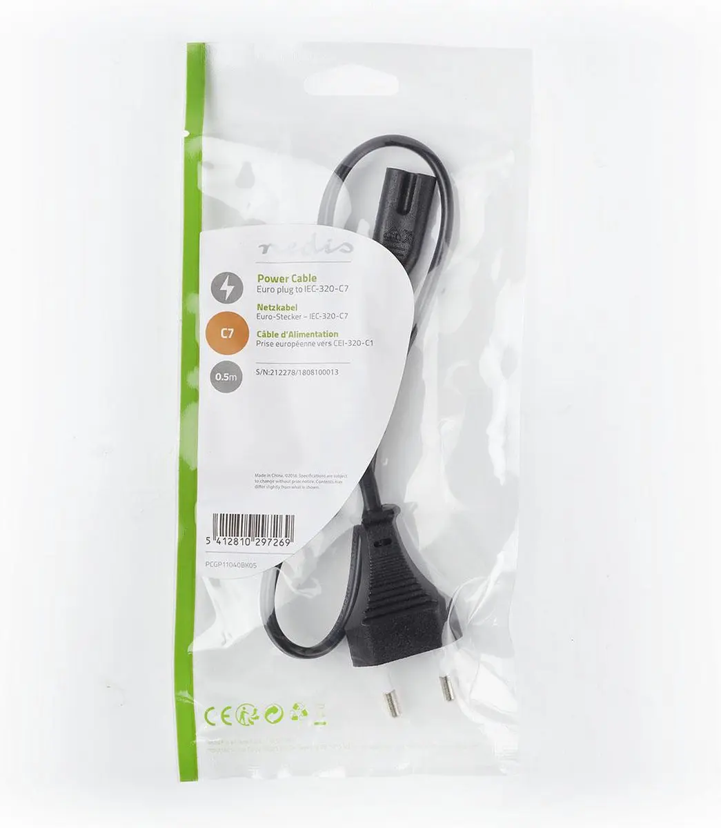 Nedis Stroomkabel C7 0,5m - IEC-320-C7 - Zwart