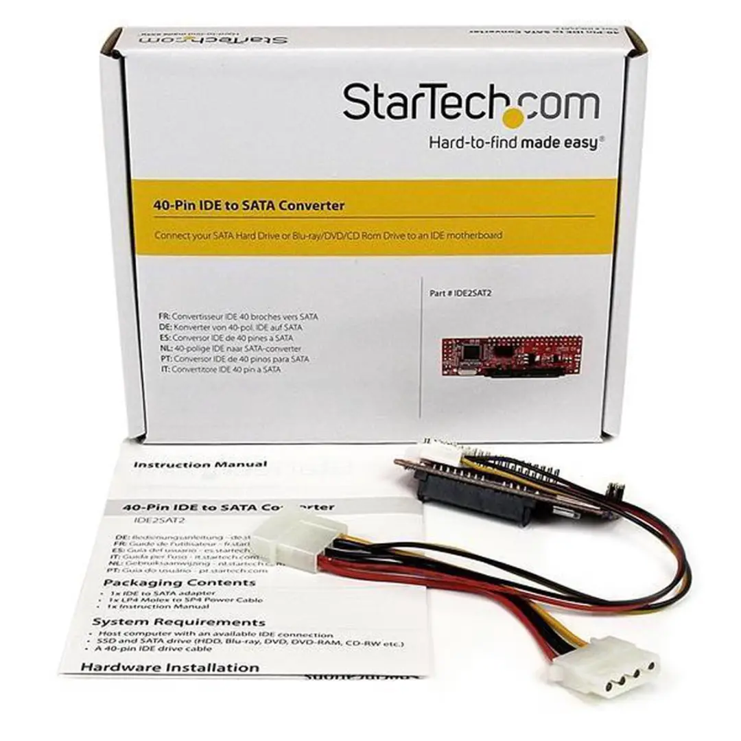 Startech IDE2SAT2 40-Pin IDE naar SATA Adapter - Rood