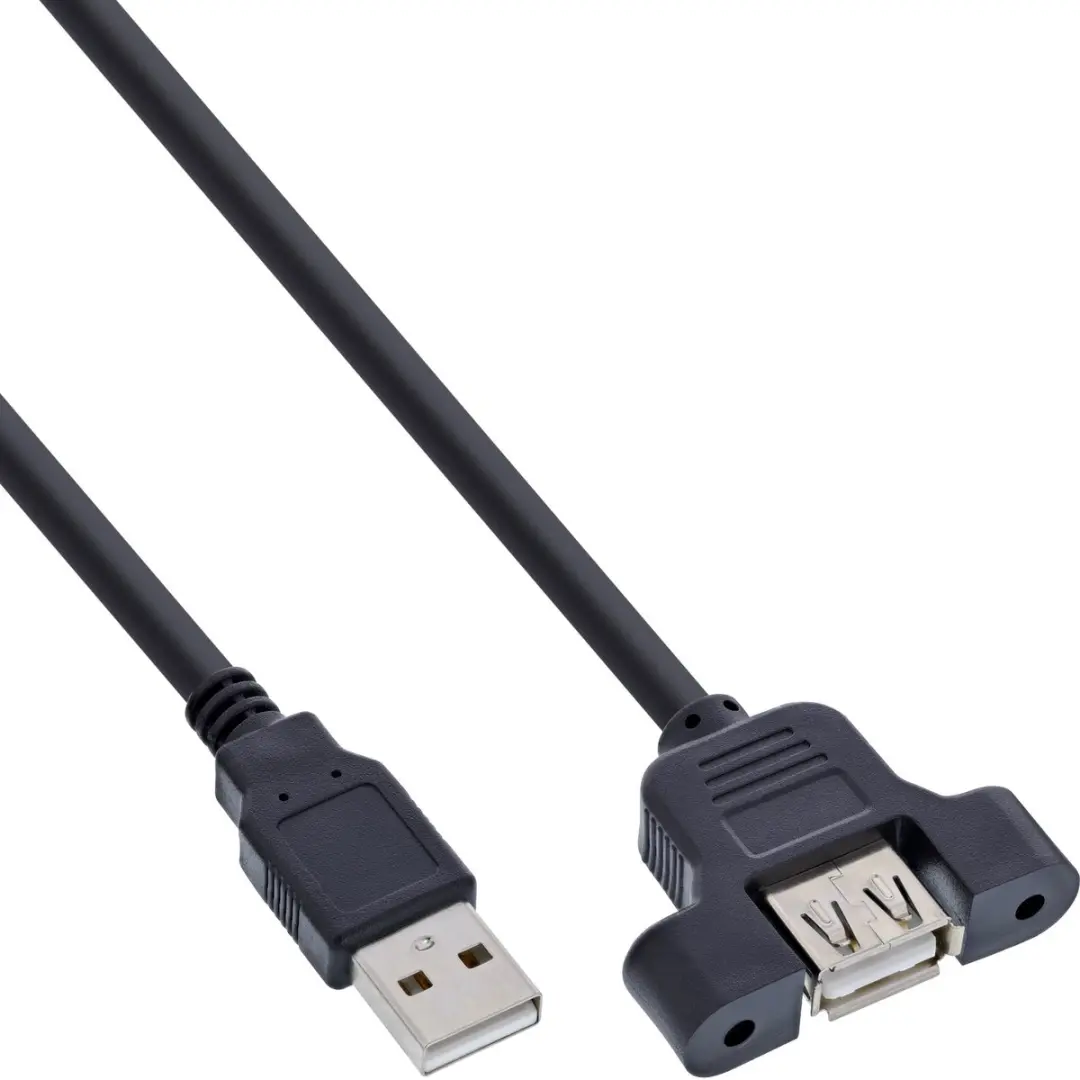 InLine USB-A Verlengadapter 0,6m - Montagevriendelijk - Zwart