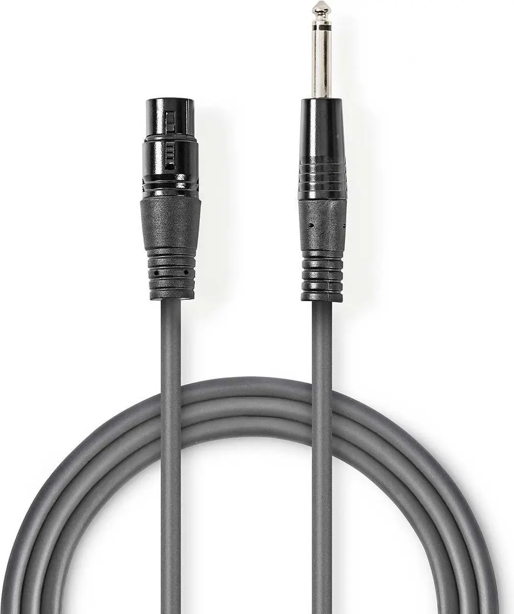Nedis XLR 3-Pins Audiokabel 6,35mm Male 3m - Donkergrijs