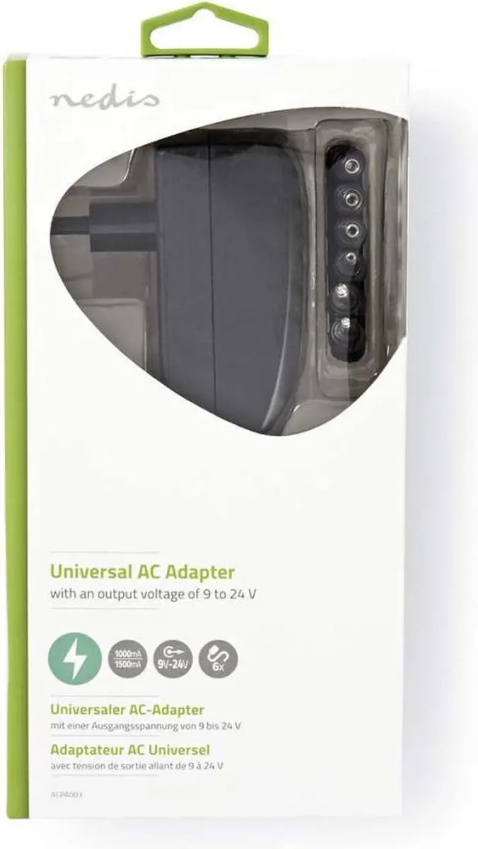Nedis ACPA003 Universele AC-Stroomadapter 24W - Zwart