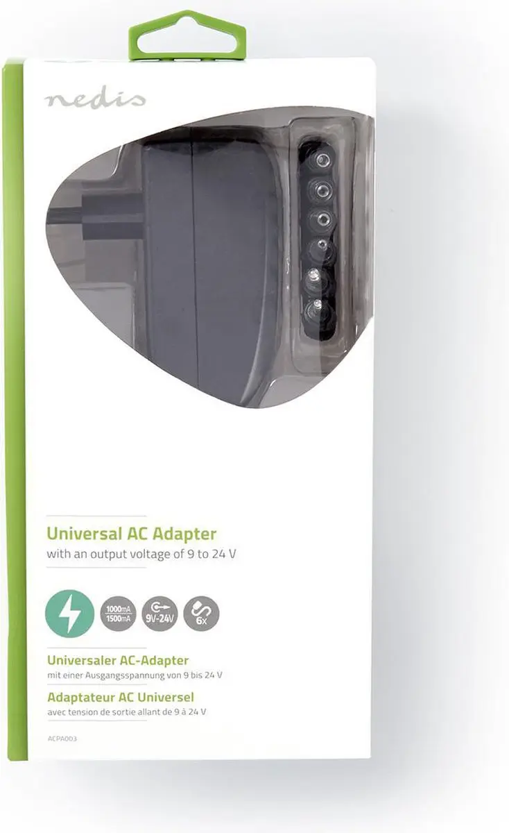 Nedis ACPA003 Universele AC-Stroomadapter 24W - Zwart