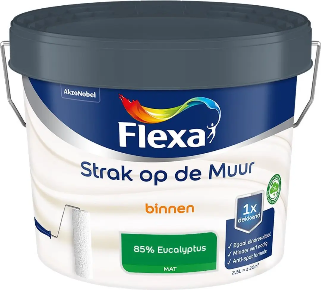 Flexa Strak Op De Muur Binnen Mat Mengverf 85% Eucalyptus 2,5L