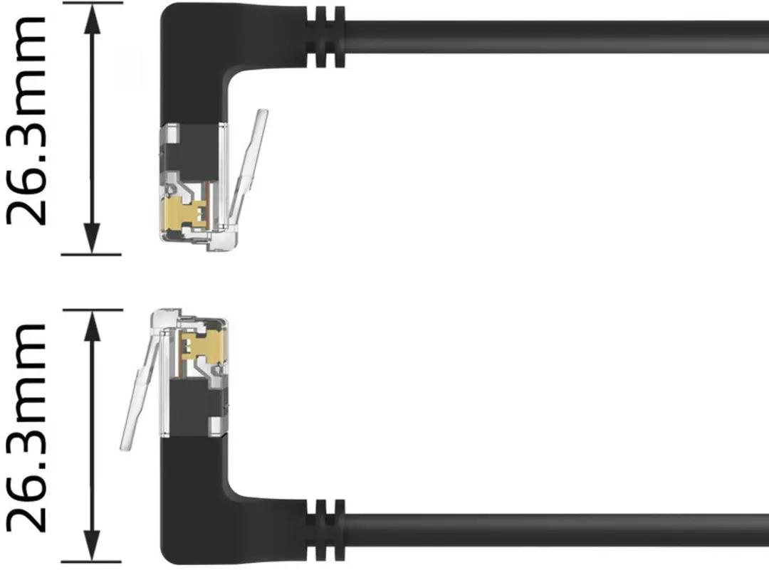 ACT DD7930 Patchkabel CAT6A U/UTP 0,15m - 90° haaks beneden/boven - Zwart - afbeelding 6 van 6