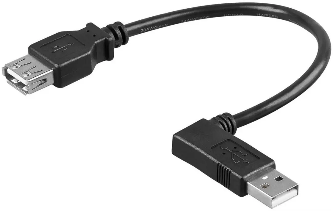 USB 2.0 Verlengkabel Haaks Links 0,3m