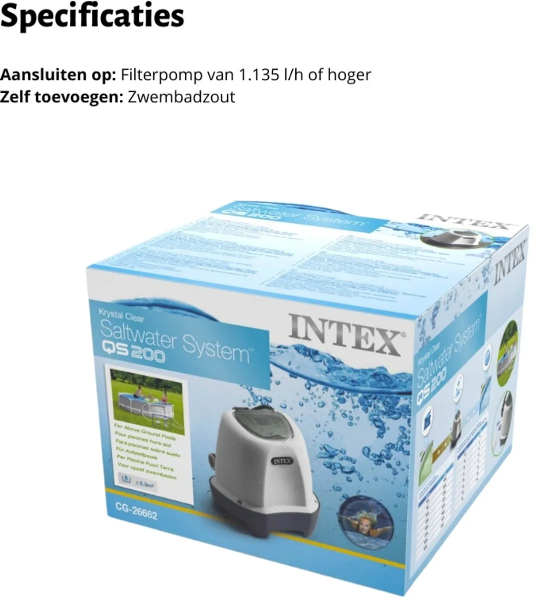 Intex Krystal Clear Zoutwatersysteem QS200 26662GS - 3.785L/u