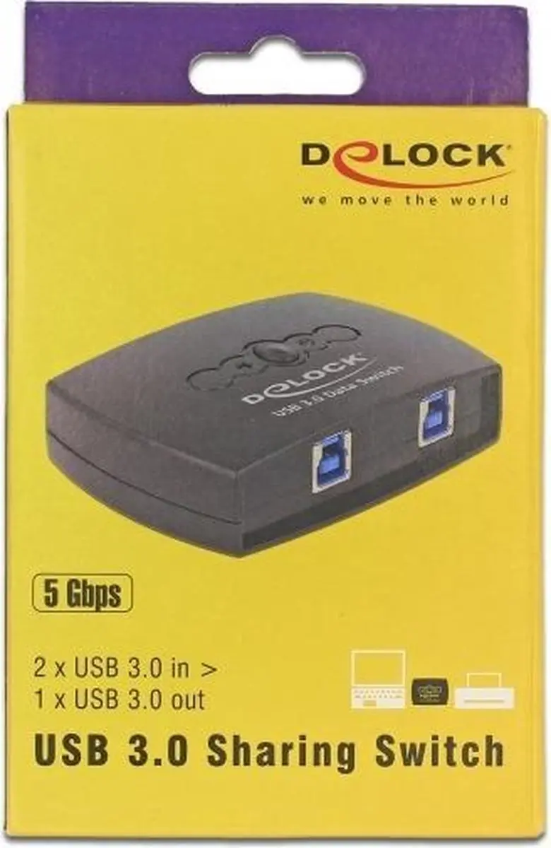 Delock USB Schakelaar 2x USB-B naar 1x USB-A 87723 - Zwart