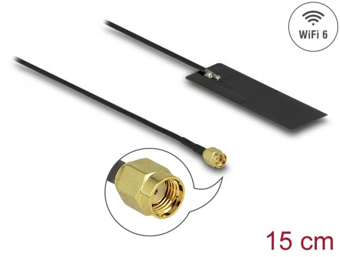 Delock WLAN Antenne 802.11ax 2-4dBi 15cm Zwart