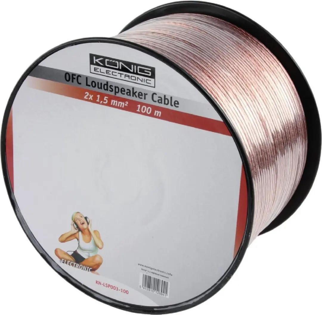 König Luidsprekerkabel KN-LSP03R-100 - 100 meter - Transparant