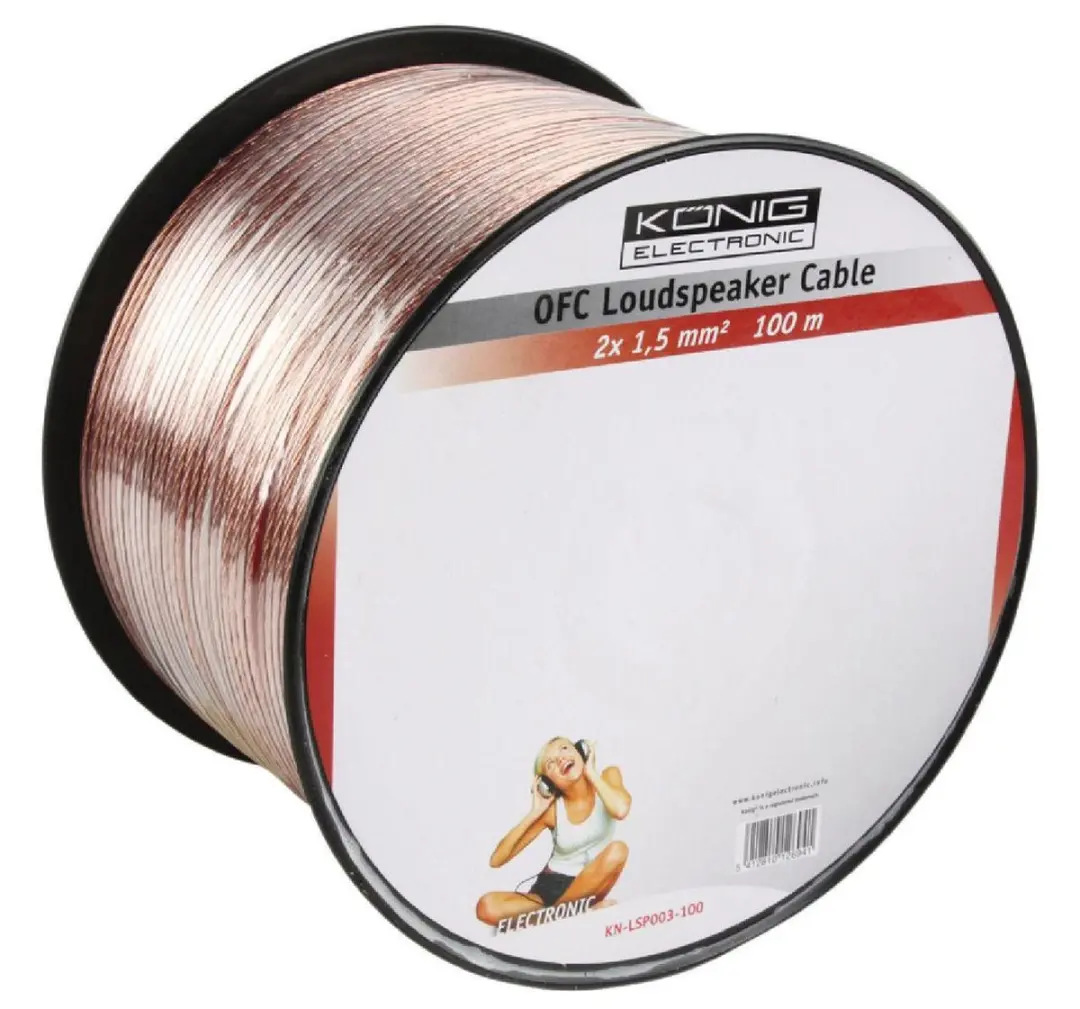 König Luidsprekerkabel KN-LSP03R-100 - 100 meter - Transparant