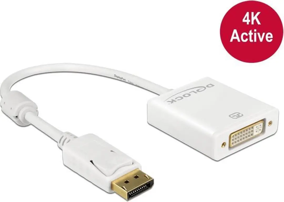 Delock DisplayPort naar DVI Actieve Adapter DP1.2 1920x1200 - Wit