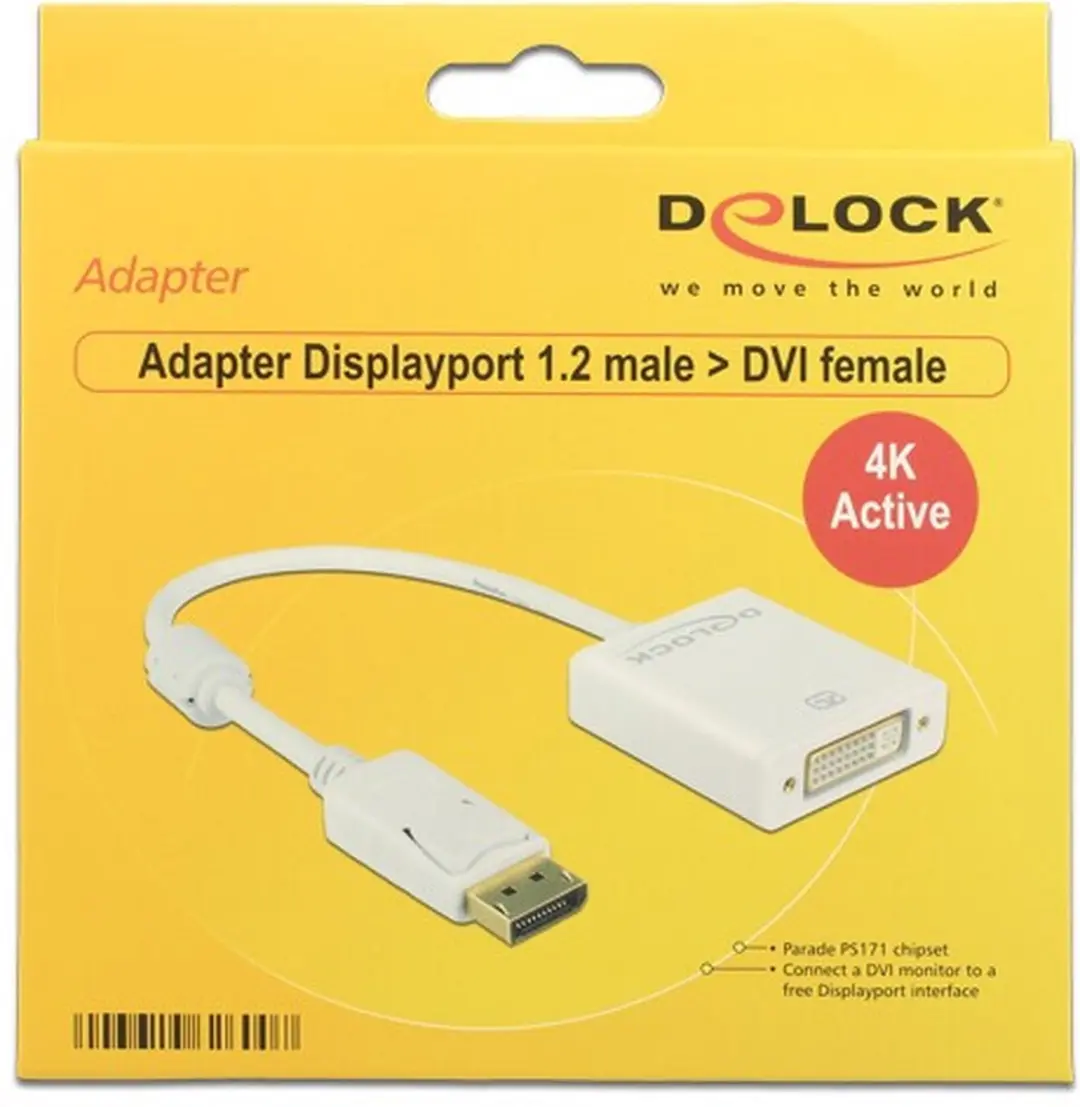 Delock DisplayPort naar DVI Actieve Adapter DP1.2 1920x1200 - Wit - afbeelding 6 van 6