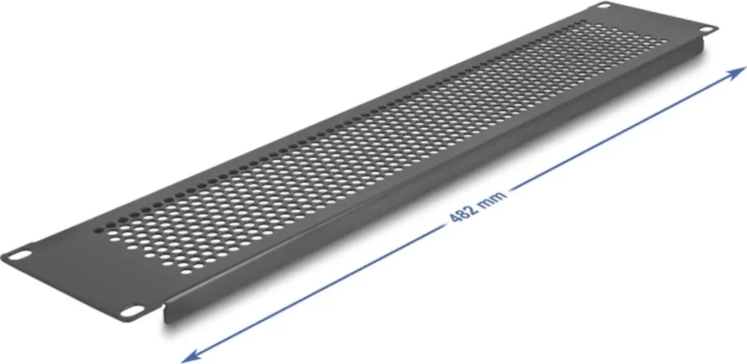 Delock 19 inch Ventilatiepaneel 2U - Ronde gaten - Zwart