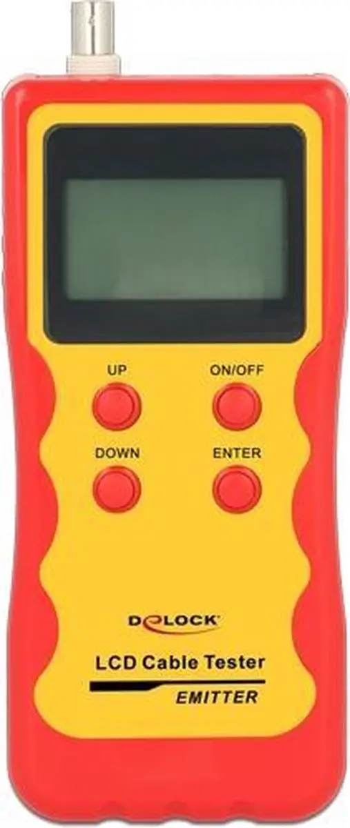 Delock LCD Kabeltester RJ45/RJ12/BNC/USB - Geel/Rood