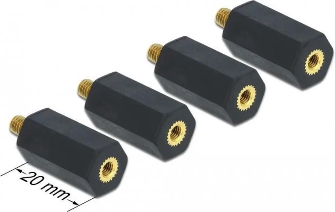 Delock M4 x M3 Standoff 20mm - 4 Stuks - Zwart
