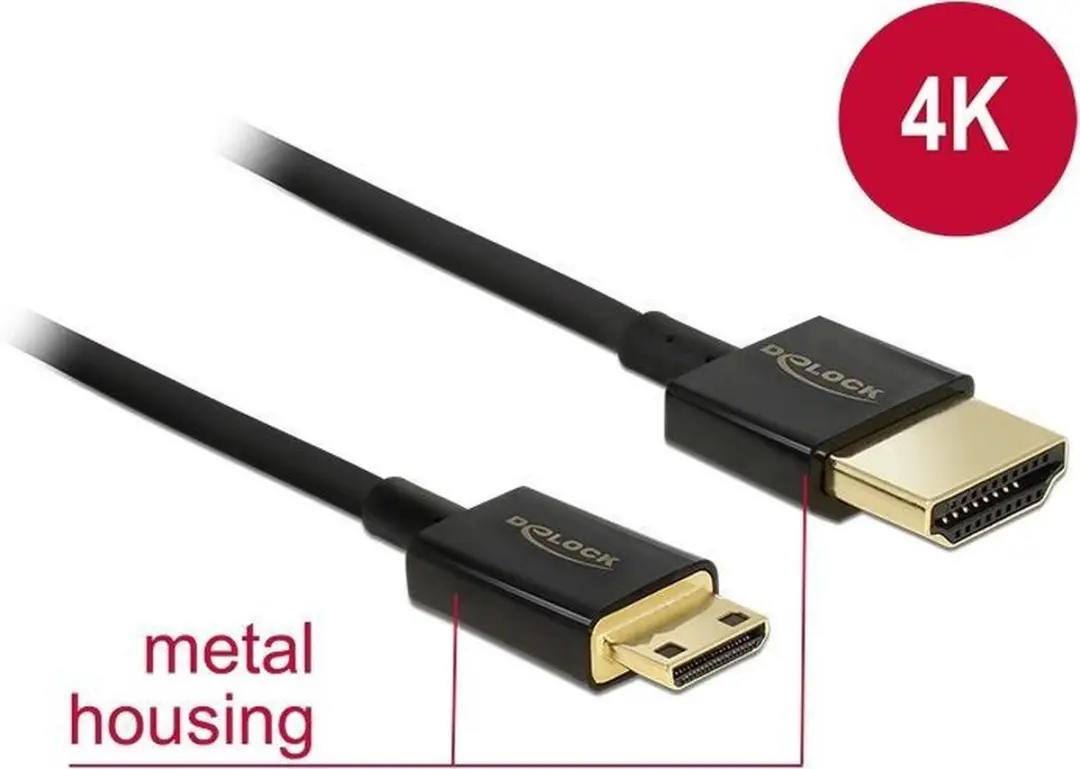 Delock Mini HDMI Kabel 2.0 4K60Hz - 0,25m