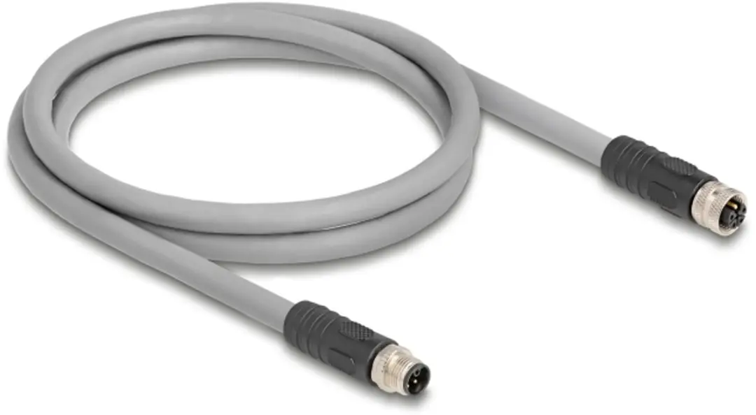 Delock M12 L-coded Kabel 5-polig M-F - 1m - Zwart