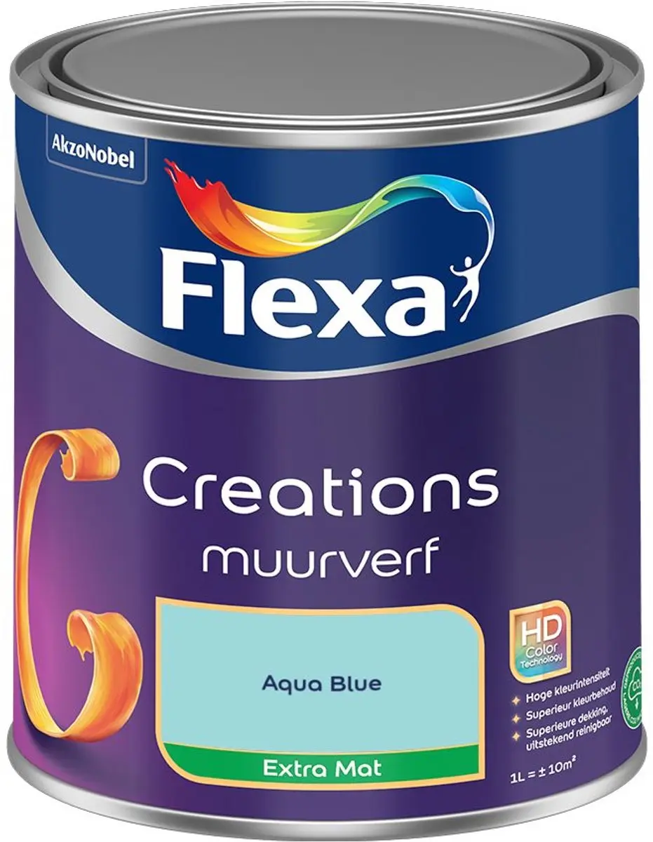 Flexa Creations Muurverf Extra Mat Aqua Blue 1L