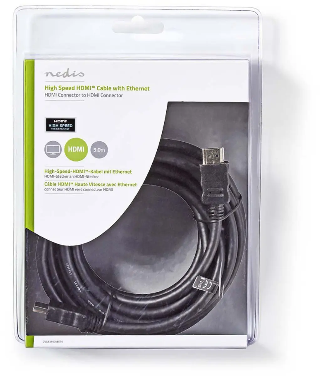 Nedis HDMI-Kabel CVGB34000BK50 4K@30Hz - 5m - Zwart - afbeelding 6 van 6