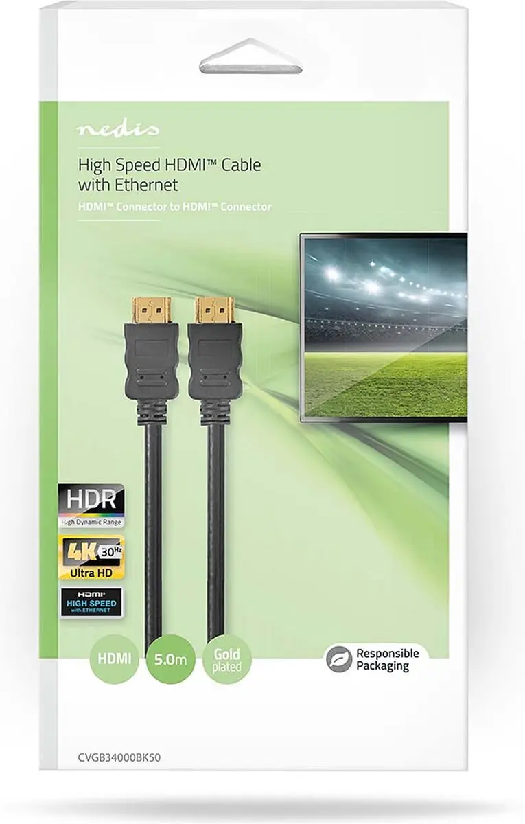 Nedis HDMI-Kabel CVGB34000BK50 4K@30Hz - 5m - Zwart
