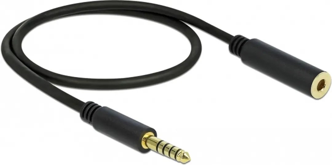Delock 4,4mm Jack Verlengkabel - Gebalanceerd Stereo 5-polig - 0,5m - Zwart