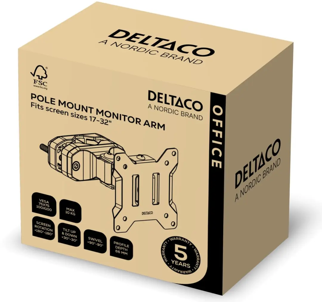 Deltaco Monitor Arm ARM-0304-B - 7-32 inch - Max 10kg - Zwart