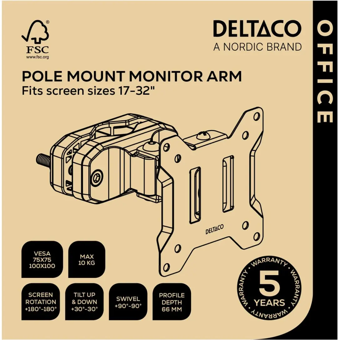 Deltaco Monitor Arm ARM-0304-B - 7-32 inch - Max 10kg - Zwart