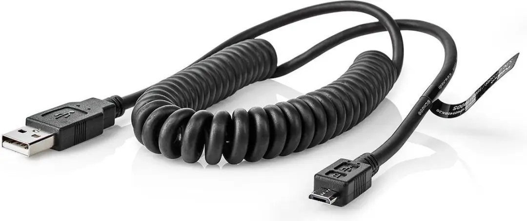 Nedis USB 2.0 A naar Micro-B Kabel 2m - Gekruld - Zwart