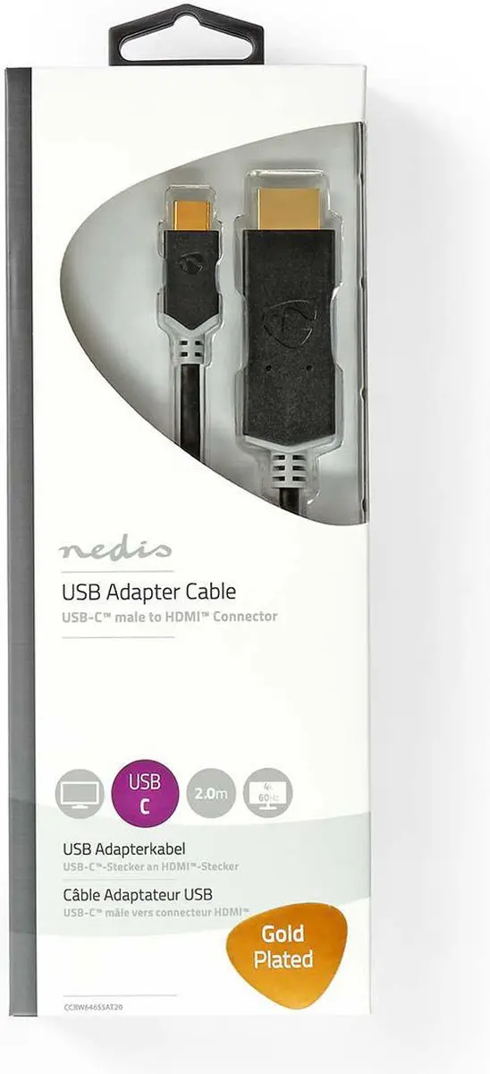 Nedis CCBW64655AT20 USB-C naar HDMI Adapter 4K@60Hz - 2m - Antraciet