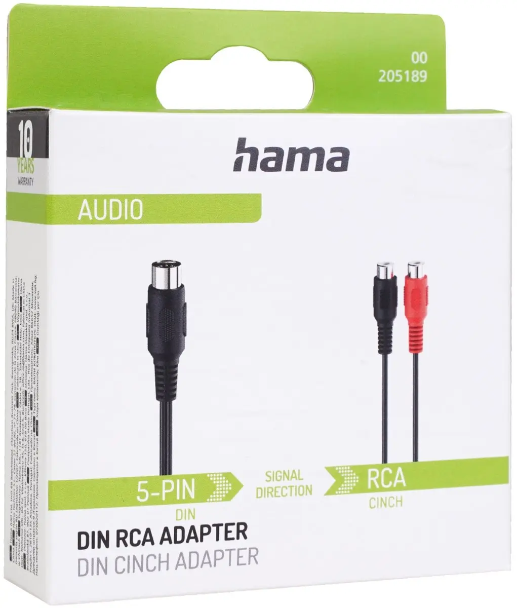 Hama Audio-adapter 2 Cinch - 5-polige DIN-stekker - Zwart