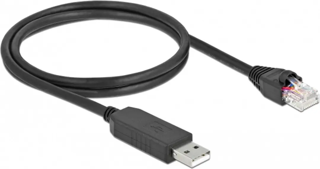 Delock USB 2.0 naar RS-232 RJ45 Kabel 1m - Zwart