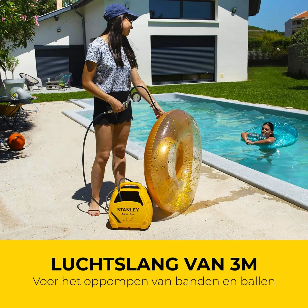 Stanley Compressor W8215190STN Olievrij Luchtcompressor 1100W - Geel
