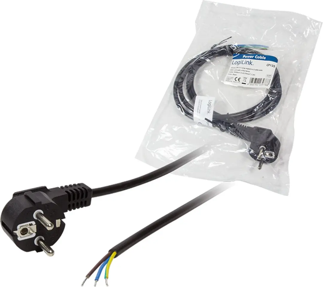 Logilink CP135 Stroomkabel 1.5m - Randaarde haakse stekker