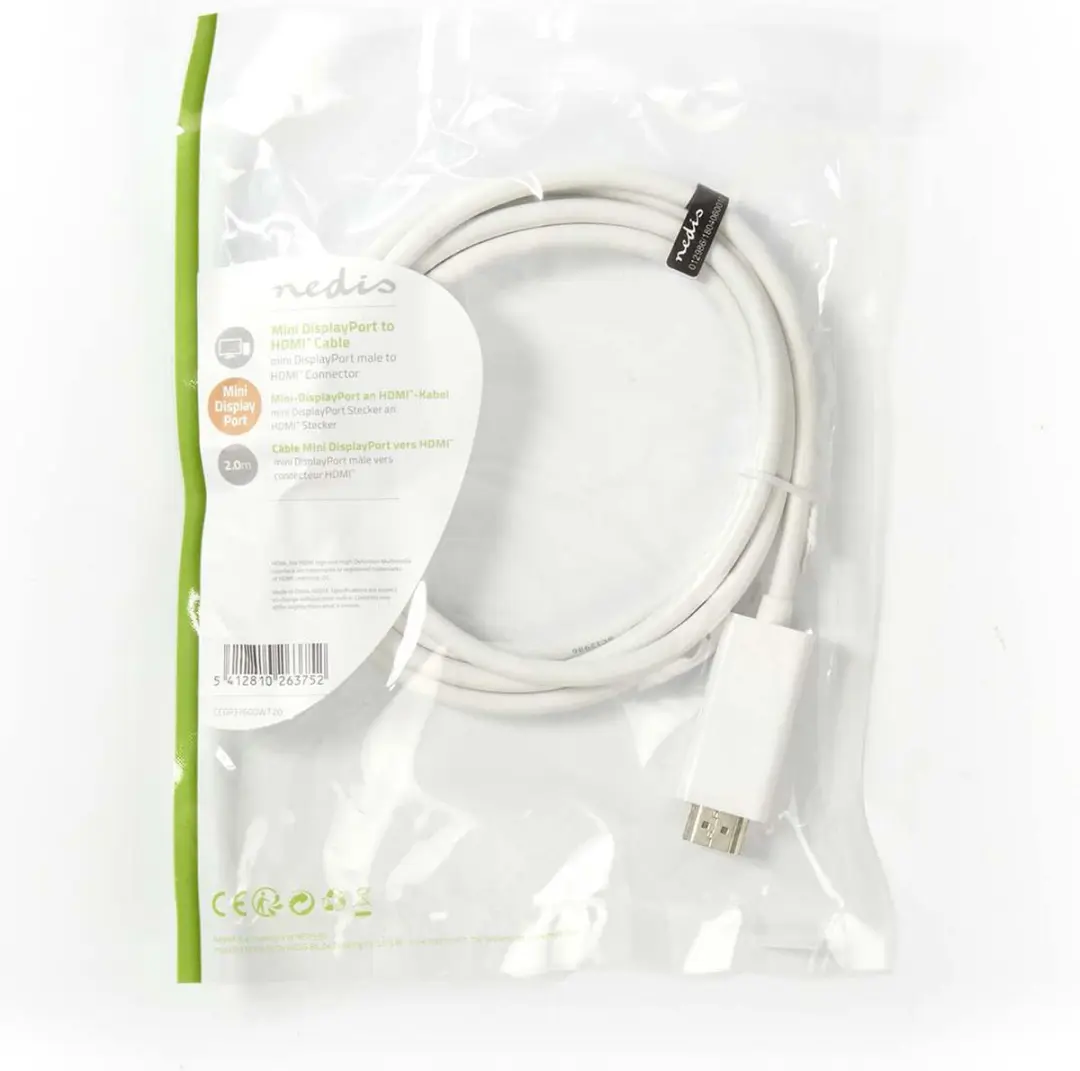 Nedis Mini DisplayPort naar HDMI Kabel 2m - Wit
