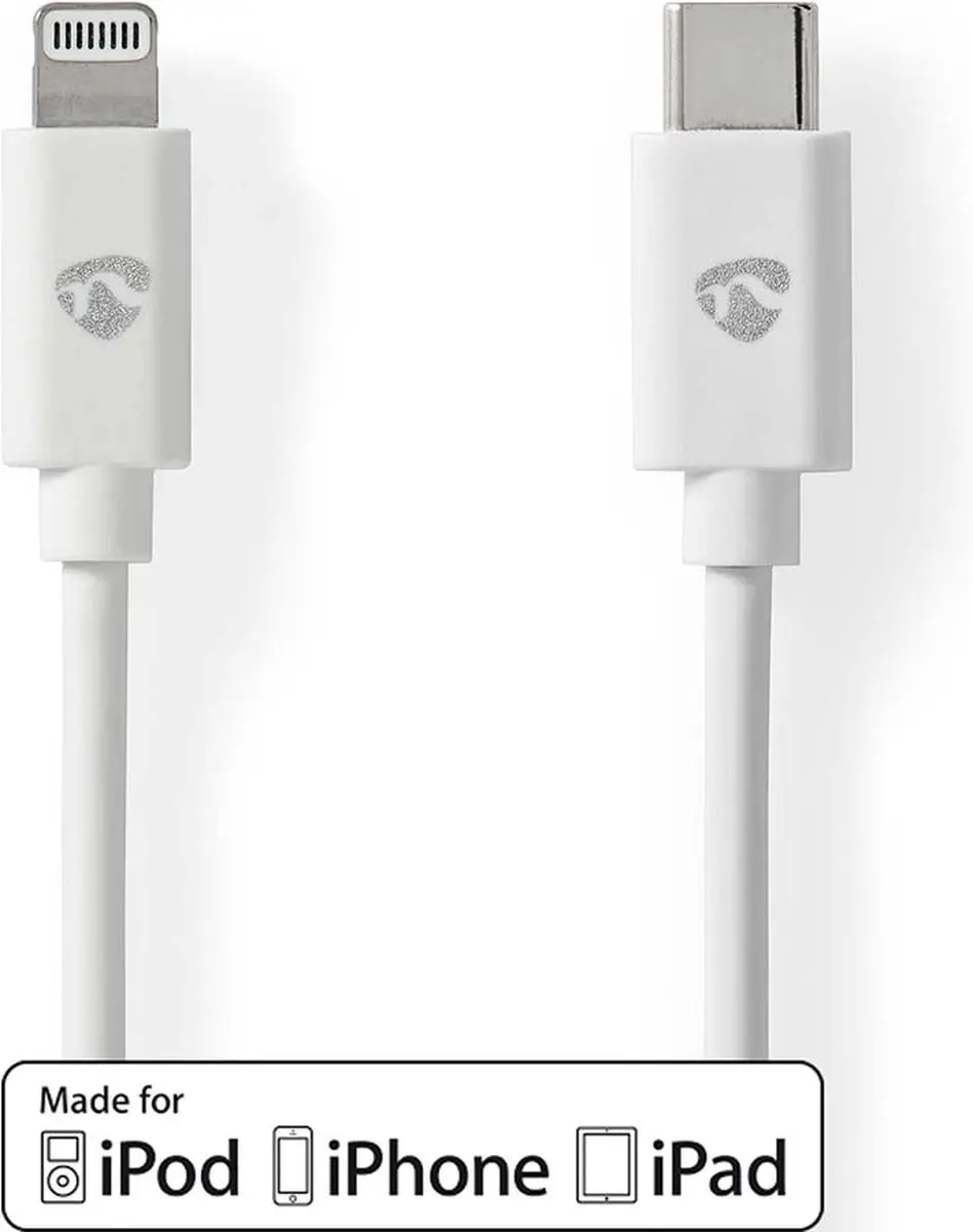 Nedis Lightning USB-C Kabel 1m - 480 Mbps - Wit