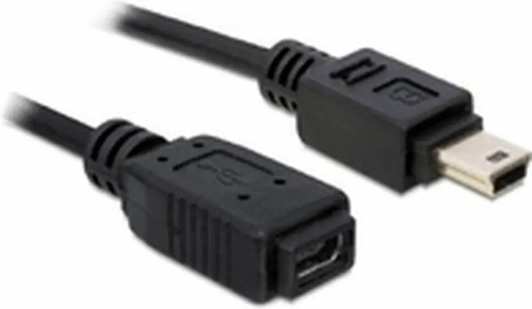 Delock USB 2.0 Mini Male naar Mini Female Kabel - 1m - Zwart