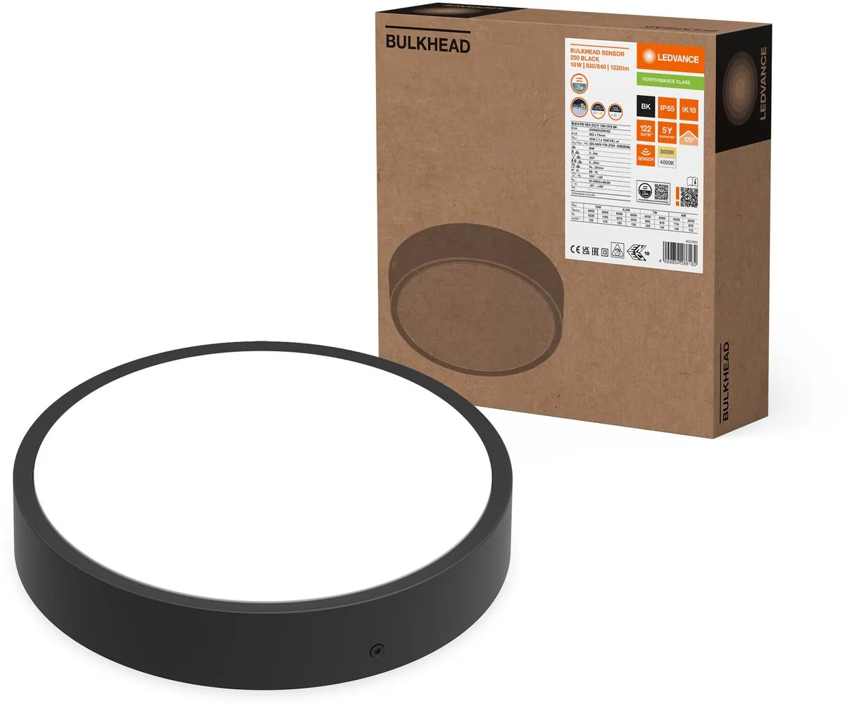 LEDVANCE Plafondlamp Rond 10W 1220lm - 26cm IP65 - Sensor - Donkergroen - afbeelding 6 van 6