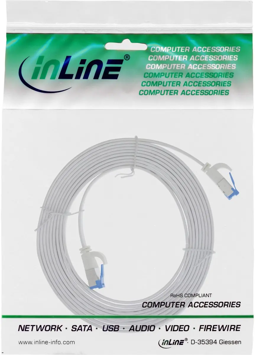 InLine UFTP CAT6a Platte Netwerkkabel 0,5m - Wit