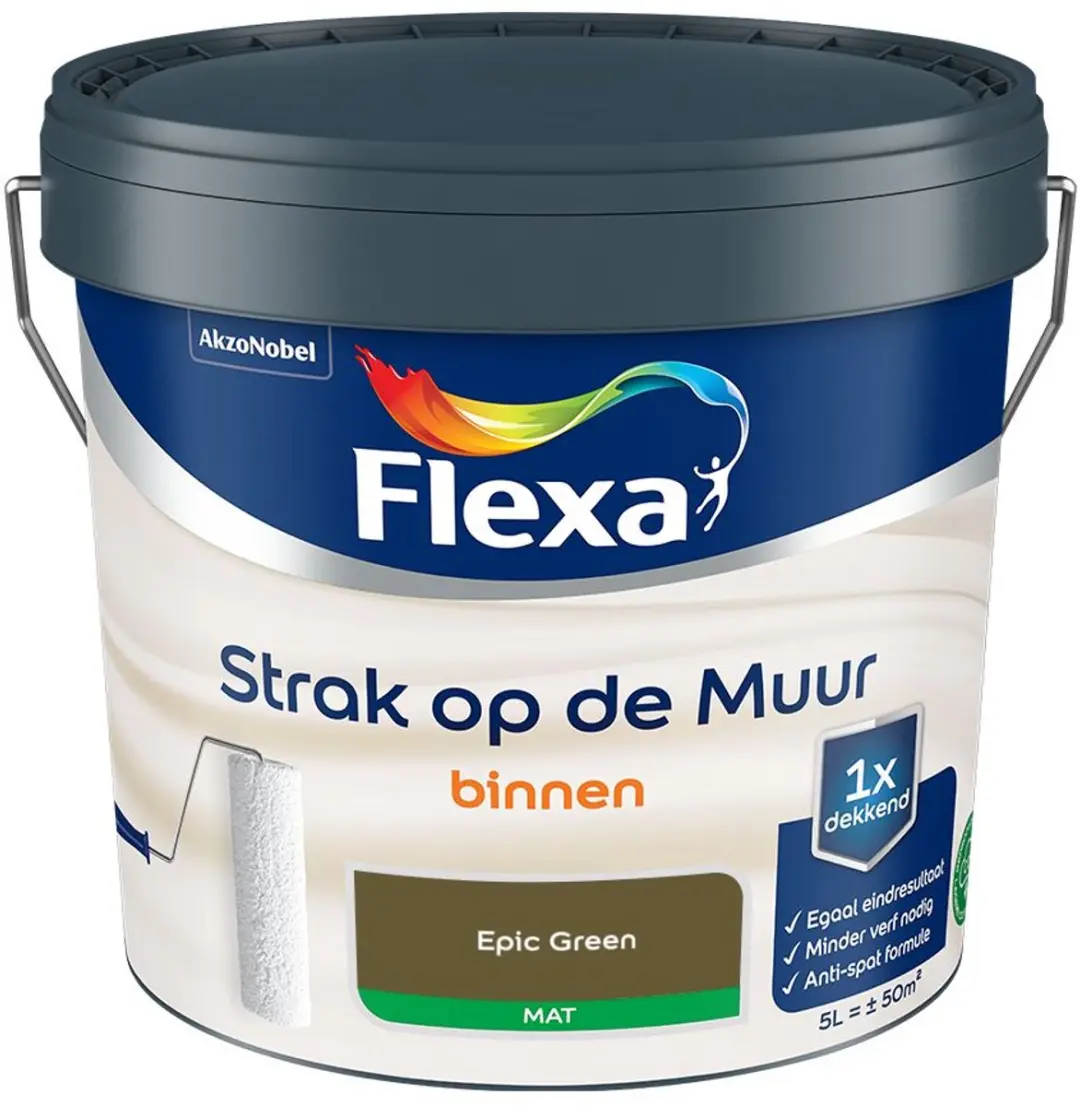 Flexa Strak Op De Muur Binnen Mat Epic Green Mengverf 5L