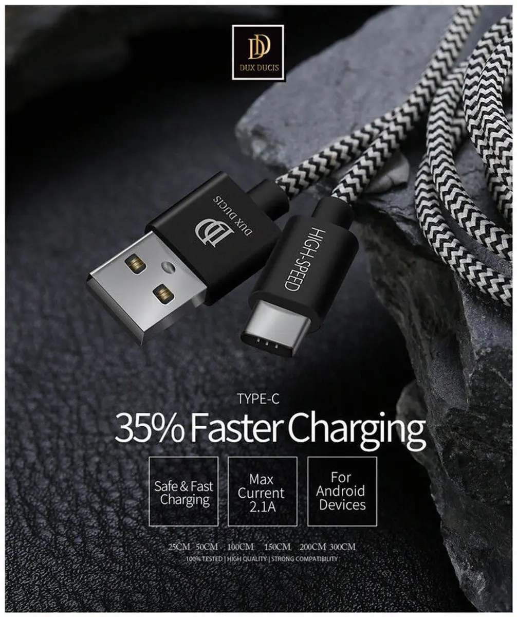 Dux Ducis 2.1A USB-A Lightning Kabel Set 3 Stuks - 0.25m/1m/2m Zwart