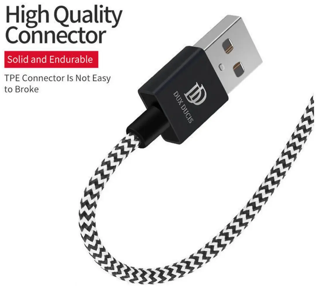 Dux Ducis 2.1A USB-A Lightning Kabel Set 3 Stuks - 0.25m/1m/2m Zwart