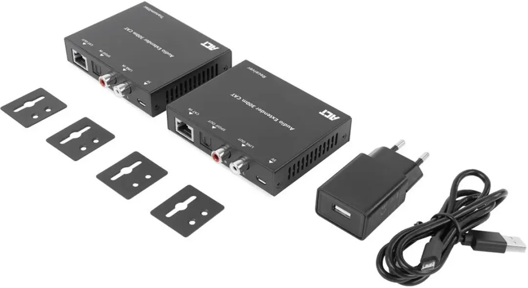 ACT AC7710 Audio Extender Set CAT5e/6 - Zwart