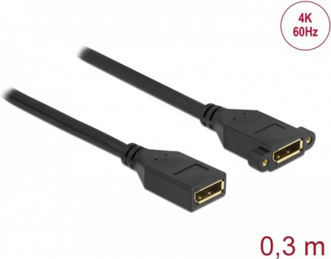 Delock DisplayPort Inbouwadapter V-V 1.2 4K 60Hz - 0,3m Zwart